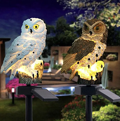 Luz led solar de Búho para jardín Blanco/Café
