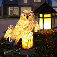 Luz led solar de Búho para jardín Blanco/Café Luz led solar de Búho para jardín Blanco/Café