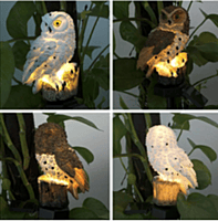 Luz led solar de Búho para jardín Blanco/Café Luz led solar de Búho para jardín Blanco/Café