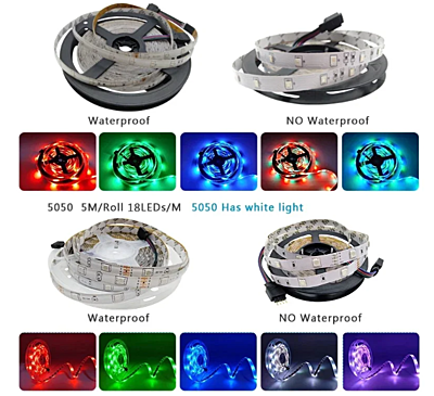 Tira de luces LED RGB 5050, cinta Flexible de Color con Control por aplicación