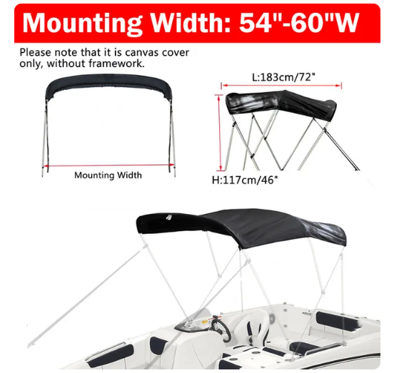 Cubierta de bota superior Bimini de 3 arcos 600D, impermeable