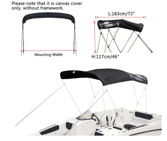 Cubierta de bota superior Bimini de 3 arcos 600D, impermeable Cubierta de bota superior Bimini de 3 arcos 600D, impermeable
